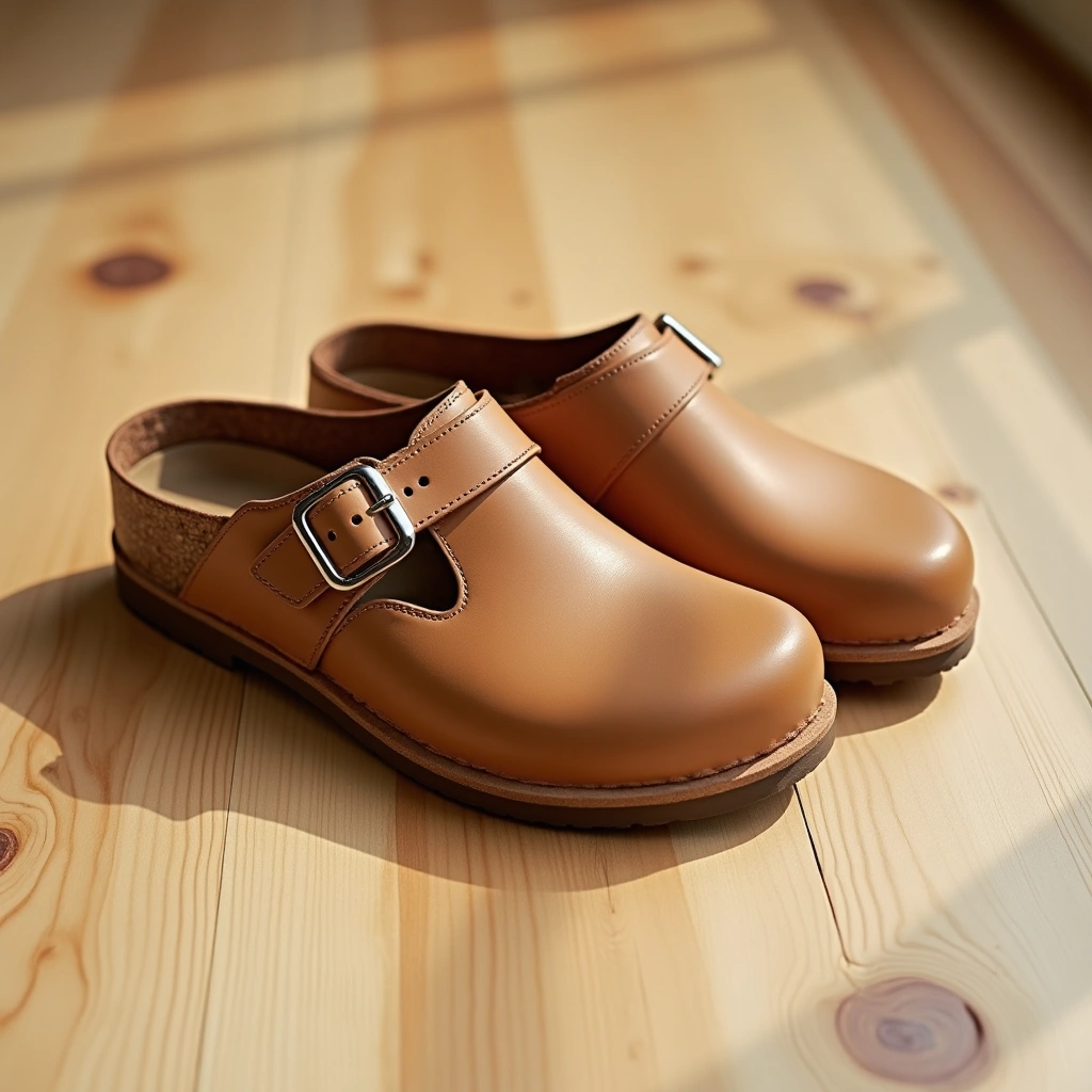 Sabots Super Grip Cuir naturel- Camel— 40