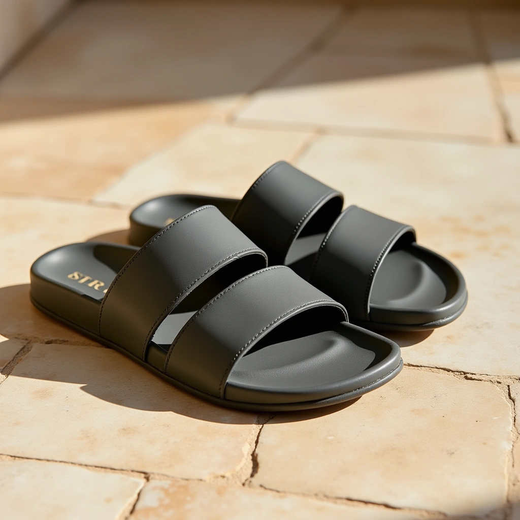 Sandales Braided Cuir huilé- Basalt Charcoal— 37